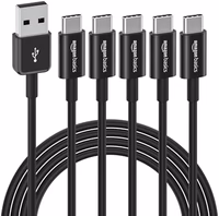Amazon Basics 5-Pack USB-C to USB-A 2.0 Fast Charging Cable, 480Mbps Speed, USB-IF Certified, for Apple iPhone 16/15, iPad, Samsung Galaxy, Laptops, 6 Foot, Black thumbnail 1