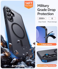 FNTCASE for Samsung Galaxy S25 FE Case: Magnetic Translucent Matte Military Grade Drop Proof Protection Cell Phone Cover - Slim Rugged Durable Shockproof Protective S25Fe Cases (Black-6.7 inch) thumbnail 5