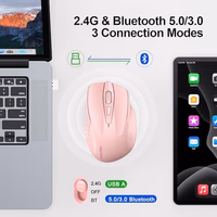TECKNET Wireless Mouse (BT5.0/3.0 & 2.4G) Rechargeable 4800 DPI Silent USB A & Bluetooth Mouse 6 Buttons, Wide Compatibility - Pink thumbnail 2