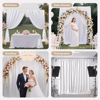 Joydeco White Curtains Backdrop for Wedding Parties, Photo Backdrop Curtains for Wedding Decorations Birthday, Wrinkle Free Polyester 5ft x 10ft Fabric Drape 2 Panels with Rod Pockets thumbnail 3