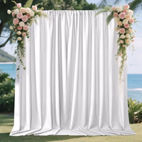 Joydeco White Curtains Backdrop for Wedding Parties, Photo Backdrop Curtains for Wedding Decorations Birthday, Wrinkle Free Polyester 5ft x 10ft Fabric Drape 2 Panels with Rod Pockets thumbnail 1