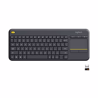 Logitech K400 Plus Wireless Touch TV Keyboard with Easy Media Control and Built-in Touchpad, HTPC Keyboard for PC-Connected TV, Windows, Android, ChromeOS, Laptop, Tablet - Black thumbnail 1