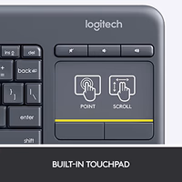 Logitech K400 Plus Wireless Touch TV Keyboard with Easy Media Control and Built-in Touchpad, HTPC Keyboard for PC-Connected TV, Windows, Android, ChromeOS, Laptop, Tablet - Black thumbnail 3