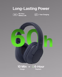 Belkin SoundForm Surround Bluetooth Over-Ear Headphones - Environmental Noise Cancelling Headphones - Wireless w/ 60H Playtime & Soft Ear Cups for iPhone, Galaxy, iPad, Travel, Home, or Office - Blue thumbnail 2