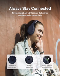 Belkin SoundForm Surround Bluetooth Over-Ear Headphones - Environmental Noise Cancelling Headphones - Wireless w/ 60H Playtime & Soft Ear Cups for iPhone, Galaxy, iPad, Travel, Home, or Office - Blue thumbnail 5