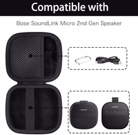 for Bose New SoundLink Micro 2nd Gen Portable Bluetooth Speaker Hard Protective Case, Portable Travel Case with Carabiner (Black) - co2CREA thumbnail 4