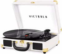 Victrola Journey Bluetooth Portable Suitcase Record Player – with Built-in Speakers, 3 Speed Vinyl Record Player, RCA Out, Headphone Jack (White) thumbnail 1