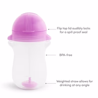 Munchkin Any Angle Weighted Toddler Straw Cups with Click Lock Lid, 10 Ounce, 2 Pack, Pink/Purple thumbnail 5