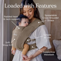 Ergobaby Embrace Newborn Baby Carrier for Infants 0-12 Months (7-25 lbs) - Ergonomic 2-Position Infant Carrier with Head and Neck Support, Hip-Healthy Positioning - Soft Grey thumbnail 3