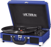 Victrola Journey Bluetooth Portable Suitcase Record Player – with Built-in Speakers, 3 Speed Vinyl Record Player, RCA Out, Headphone Jack (Cobalt Blue) thumbnail 1