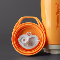 Tommee Tippee Insulated 9oz Sporty Spout Toddler Water Bottle, No Spill, Sippy Cups for Toddlers 1-3, Two-Piece Valve Helps Stop Spills, Light Blue & Orange, BPA Free, Pack of 2 thumbnail 2