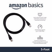 Amazon Basics RJ45 Cat-6 Ethernet Patch Internet Cable, 1Gpbs Transfer Speed, Gold-Plated Connectors, Network Cable, 5-Foot, Black, 5-Pack thumbnail 2
