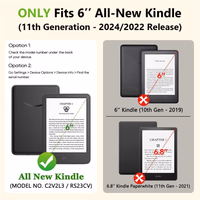 SCSVPN Case for 6 Inch Kindle 2024 and 2022 (11th Generation) - All new Slim Premium PU Leather Smart Protective Cover with Hand Strap, Auto Wake/Sleep for Kindle RS23CV / C2V2L3 E-Reader - Black thumbnail 2