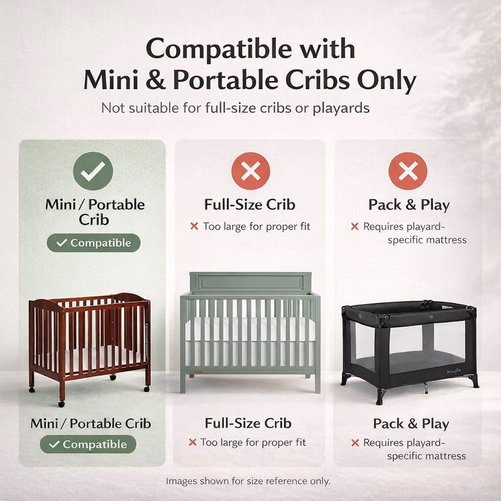 Dream On Me Holly 2-in-1 Mini & Portable Crib Mattress (38”x 24”x 3”), Dual Sided, Vinyl Waterproof Cover, 3” Fiber Core, GREENGUARD Gold Certified, Fits Standard Portable and Mini-Cribs thumbnail 4
