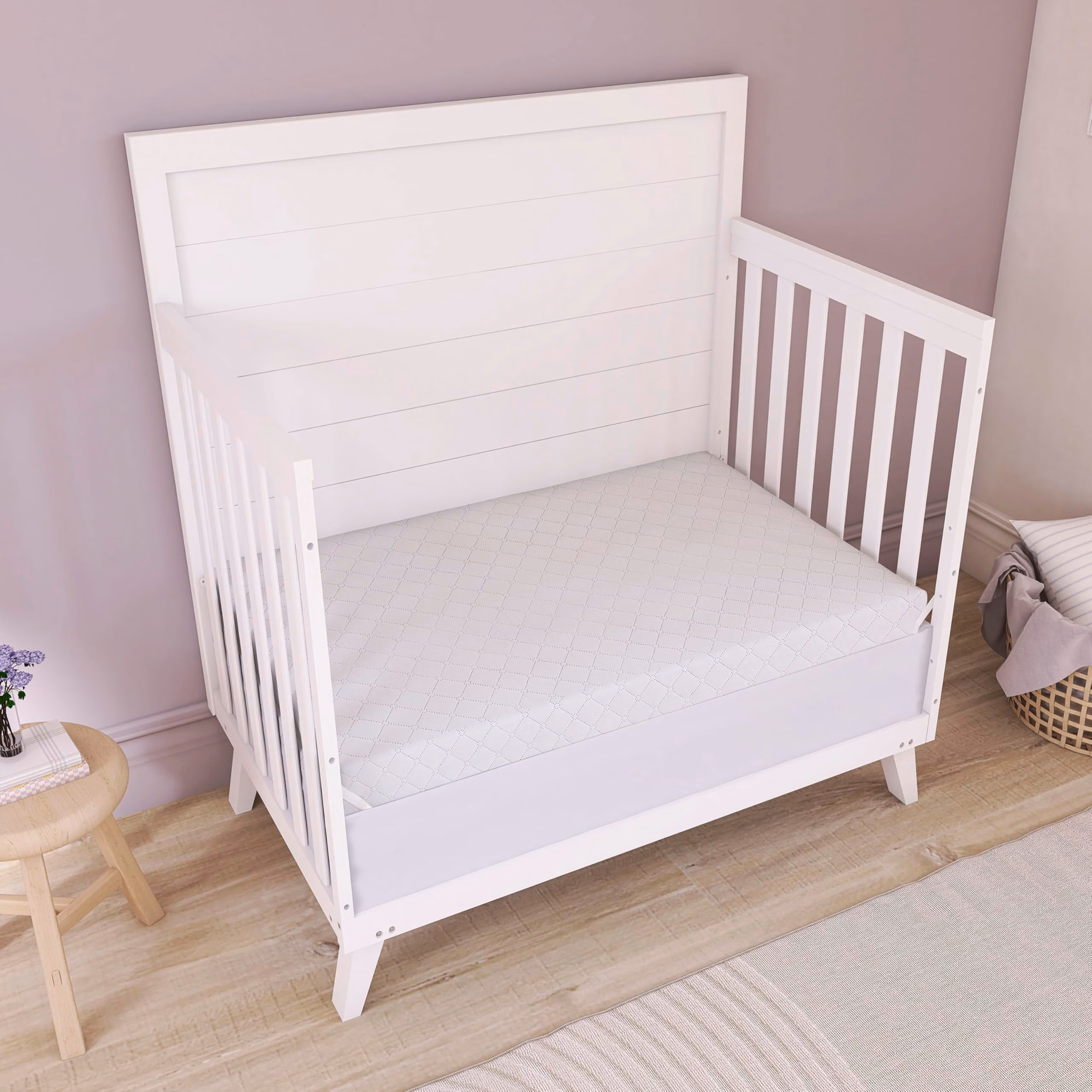 Dream On Me Holly 2-in-1 Mini & Portable Crib Mattress (38”x 24”x 3”), Dual Sided, Vinyl Waterproof Cover, 3” Fiber Core, GREENGUARD Gold Certified, Fits Standard Portable and Mini-Cribs thumbnail 2