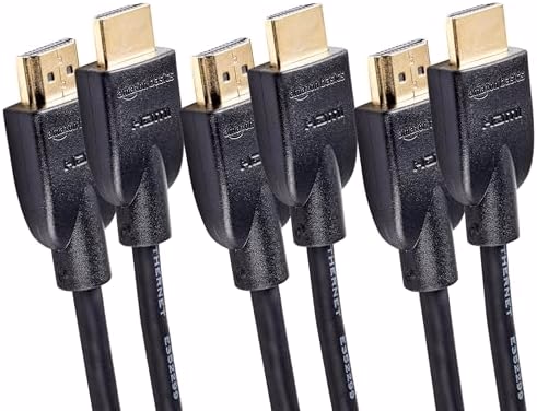 Amazon Basics HDMI Cable, 3-Pack, 6 ft, High-Speed 4K@60Hz HDMI 2.0 Cord, 18Gbps, 2160p, 48 bit, Compatible with TV/PS5/Xbox/Roku/Blu-ray, Ethernet Ready, Black
