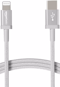 Amazon Basics USB-C to Lightning Cable, MFi Certified Charger with Power Delivery for Apple iPhone 14 Series, 13 12 11 X Xs Pro, Pro Max, Plus, iPad, 6 Foot, Silver thumbnail 1