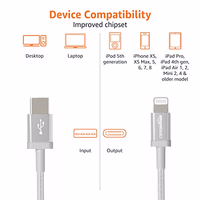 Amazon Basics USB-C to Lightning Cable, MFi Certified Charger with Power Delivery for Apple iPhone 14 Series, 13 12 11 X Xs Pro, Pro Max, Plus, iPad, 6 Foot, Silver thumbnail 4
