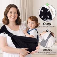 Plus Size Baby Sling Carrier - Baby Carrier Extended Adjustable Design for Larger Kids, Breathable Anti-Slip Support up to 45 lbs, ASTM Certified (Plus-Black) thumbnail 5