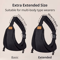 Plus Size Baby Sling Carrier - Baby Carrier Extended Adjustable Design for Larger Kids, Breathable Anti-Slip Support up to 45 lbs, ASTM Certified (Plus-Black) thumbnail 4