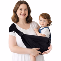 Plus Size Baby Sling Carrier - Baby Carrier Extended Adjustable Design for Larger Kids, Breathable Anti-Slip Support up to 45 lbs, ASTM Certified (Plus-Black) thumbnail 1