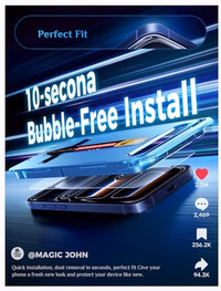 MAGIC JOHN 2 Pack for iPhone 17 Pro 6.3 inch Tempered Glass Screen Protector, Auto Dust-Elimination, Bubble Free, HD Clear, Easy Installation, 【17Pro 6.3''】 thumbnail 3