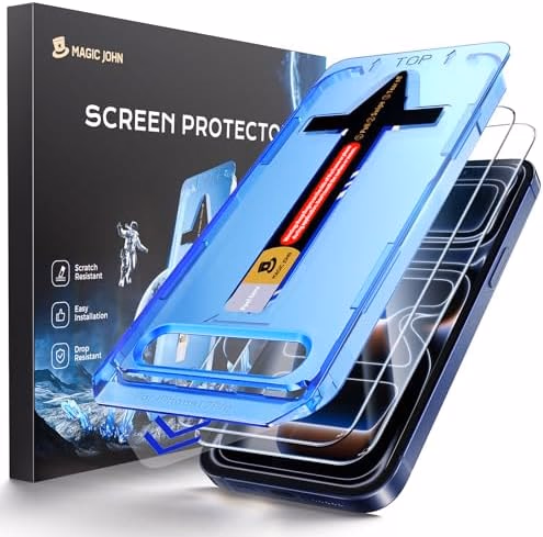 MAGIC JOHN 2 Pack for iPhone 17 Pro 6.3 inch Tempered Glass Screen Protector, Auto Dust-Elimination, Bubble Free, HD Clear, Easy Installation, 【17Pro 6.3''】