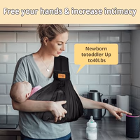 Baby Sling Carrier Newborn, Adjustable Easy Wearing Baby Nursing Warp Sling, New Mom Dad Soft Cotton Baby Front Holder Carrier for Infant Toddler Life Travel Essential Gifts thumbnail 4
