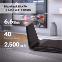 NETGEAR Nighthawk 8-Stream WiFi 6 Router (RAX70) - Security Features, AX6600 Tri-Band Wireless Speed (up to 6.6 Gbps) - Coverage up to 2,500 sq. ft., 40 Devices thumbnail 2