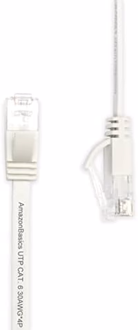 Amazon Basics Cat 6 Ethernet RJ45 10Gbps Flat Network Cable, 100ft Snagless with Gold-Plated Connectors, Outdoor & Indoor Solid Patch Cord with Clips for Router, Modem, Gaming, Computer, White thumbnail 3