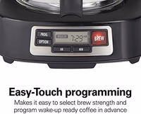 Hamilton Beach 5 Cup Drip Coffee Maker with Easy FrontFill Basket, Compact Design, Programmable Clock, Glass Carafe, Auto Pause and Pour, Black & Stainless Steel (46111) thumbnail 5