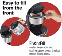 Hamilton Beach 5 Cup Drip Coffee Maker with Easy FrontFill Basket, Compact Design, Programmable Clock, Glass Carafe, Auto Pause and Pour, Black & Stainless Steel (46111) thumbnail 3