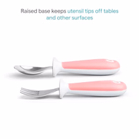 Munchkin® Raise™ Toddler Fork and Spoon Utensil Set, Rest Keeps Tip Off Table, BPA Free, 4 Pack, Pink/Purple thumbnail 4