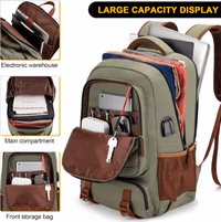 Tzowla Canvas Laptop Backpack, Bag for Men Women,Travel Work Rucksack Fits 17.3 Inch Laptop, Bookbag with USB Charging Port thumbnail 2