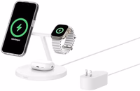 Belkin MagSafe-Compatible Charger, 3-in-1 Wireless Charging Station, Qi2-Certified 15W Wireless Charge for Apple iPhone 17 Series, Apple Watch, AirPods w/Non-Slip Base, 40W Included - Black thumbnail 1
