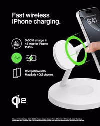 Belkin MagSafe-Compatible Charger, 3-in-1 Wireless Charging Station, Qi2-Certified 15W Wireless Charge for Apple iPhone 17 Series, Apple Watch, AirPods w/Non-Slip Base, 40W Included - Black thumbnail 3