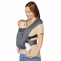 Ergobaby Embrace Baby Carrier Newborn to Toddler - Lightweight Ergonomic Baby Carriers - Cozy Essentials (7-25 Pounds), Soft Air Mesh, Washed Black thumbnail 1