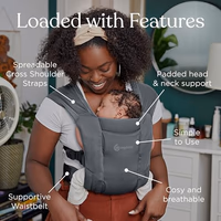 Ergobaby Embrace Baby Carrier Newborn to Toddler - Lightweight Ergonomic Baby Carriers - Cozy Essentials (7-25 Pounds), Soft Air Mesh, Washed Black thumbnail 3