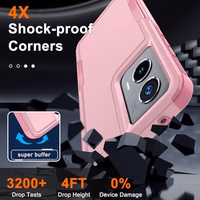 RMOCR Case Compatible with Moto G Stylus 5G 2024, Full Body Heavy Duty Rugged Shockproof Protective Phone Cover with Lanyard Strap, Tempered Glass Screen Protector, Cute Pink thumbnail 3