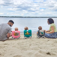 Bright Starts Pop 'N Sit Portable Booster, Indoor/Outdoor Use, Floor Seat with Feeding Tray, Grey, 6 Mos - 3 Yrs thumbnail 2