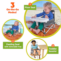 Bright Starts Pop 'N Sit Portable Booster, Indoor/Outdoor Use, Floor Seat with Feeding Tray, Grey, 6 Mos - 3 Yrs thumbnail 5