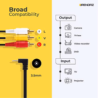 BRENDAZ– 3.5mm to 3 RCA Male Plug Extension Cord for Camcorder Audio/Video AV– 6 feet AUX Lead for Smartphones, Tablets, Speakers, etc thumbnail 2