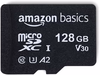 Amazon Basics microSDXC Memory Card with Full Size Adapter, A2, U3, Read Speed up to 100 MB/s, 128GB, Black thumbnail 1
