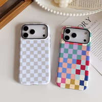 Compatible with iPhone 17 Pro Max Case Cute Aesthetic Checkerboard Checkered Phone Case for Women Girl Shockproof Slim TPU and Hard PC Protective Cover (Antique White) thumbnail 4