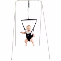Jolly Jumper Classic (Black) with Stand - Original Baby Jumper, Indoor and Outdoor Exercise Saddle Seat, Adjustable Height, for Infants up to 28lbs thumbnail 1