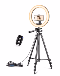 UBeesize 12 inch Ring Light with Stand, Selfie Ring Light with 50" Extendable Tripod Stand & Phone Holder for Live Stream/Makeup/YouTube Video thumbnail 1