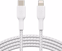 Belkin BoostCharge Nylon Braided USB C to Lightning Cable 6.6ft/2M - MFi Certified 18W Power Delivery iPhone Charger Cord - Apple Charger USB C Cable - Fast Charging for iPhone 14, iPhone 13 - White thumbnail 5
