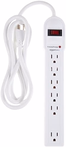 Amazon Basics Surge Protector Power Strip, 6-Outlet, 790 Joules, Circuit Breaker, LED Indicator, 6ft Extension Cord, White