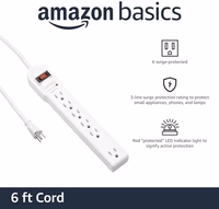 Amazon Basics Surge Protector Power Strip, 6-Outlet, 790 Joules, Circuit Breaker, LED Indicator, 6ft Extension Cord, White thumbnail 2
