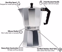 Primula Classic Stovetop Espresso and Coffee Maker, Moka Pot for Italian and Cuban Café Brewing, Greca Coffee Maker, Cafeteras, 9 Espresso Cups, Silver thumbnail 2